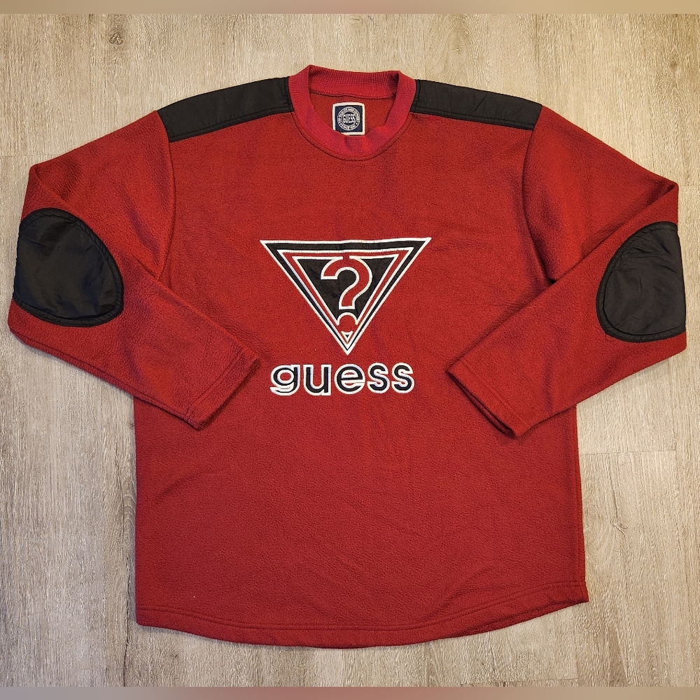 Vintage Guess Polo Fleece Sweatshirt Mens Size Medium VTG 90s Crewneck